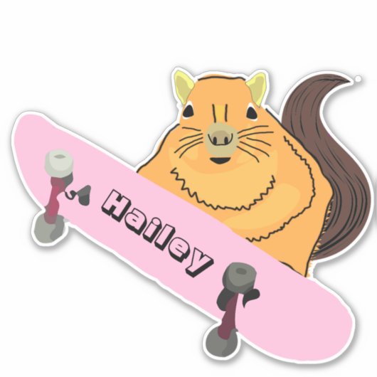 Naughty Squirrel #223 Hailey Skateboarding Sticker (Voorkant)