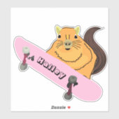 Naughty Squirrel #223 Hailey Skateboarding Sticker (Vel)
