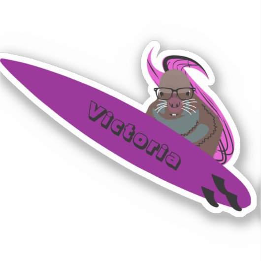 Naughty Squirrel #2251 Surfing Sticker (Voorkant)