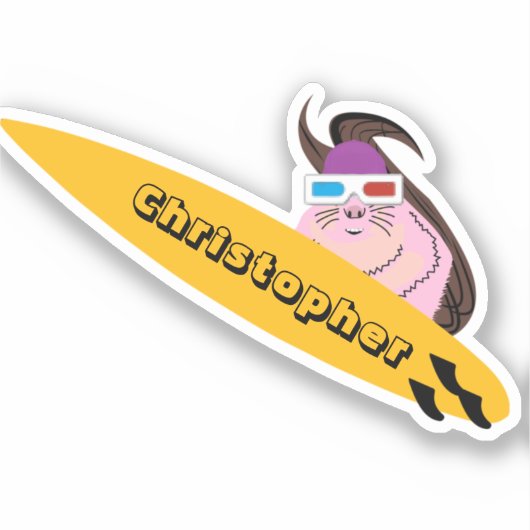 Naughty Squirrel #229 Surfing Sticker (Voorkant)