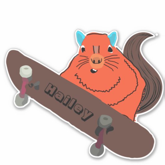 Naughty Squirrel #232 Hailey Skateboarding Sticker (Voorkant)