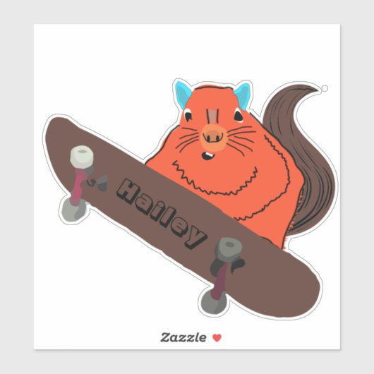 Naughty Squirrel #232 Hailey Skateboarding Sticker (Vel)