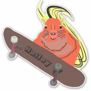 Naughty Squirrel #241 Hailey Skateboarding Sticker