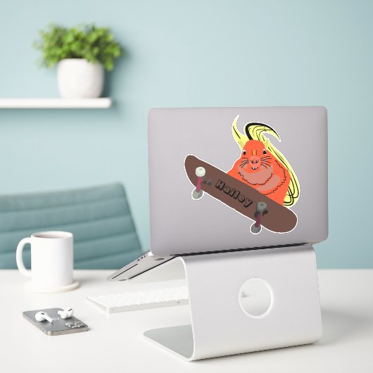 Naughty Squirrel #241 Hailey Skateboarding Sticker (Laptop op bureau)