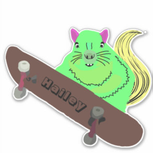 Naughty Squirrel #261 Hailey Skateboarding Sticker