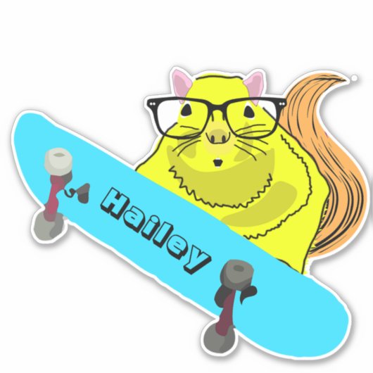 Naughty Squirrel #268 Hailey Skateboarding Sticker (Voorkant)