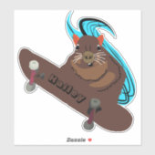 Naughty Squirrel #281 Hailey Skateboarding Sticker (Vel)