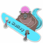Naughty Squirrel #282 Hailey Skateboarding Sticker (Voorkant)
