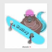 Naughty Squirrel #282 Hailey Skateboarding Sticker (Vel)