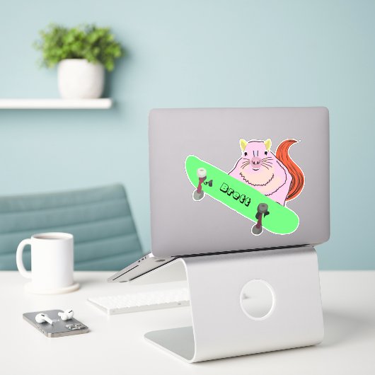 Naughty Squirrel #283 Brett Skateboarding Sticker (Laptop op bureau)