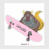 Naughty Squirrel #291 Brett Skateboarding Sticker (Vel)