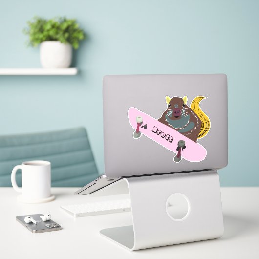 Naughty Squirrel #291 Brett Skateboarding Sticker (Laptop op bureau)