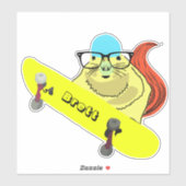 Naughty Squirrel #295 Brett Skateboarding Sticker (Vel)