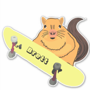 Naughty Squirrel #307 Brett Skateboarding Sticker