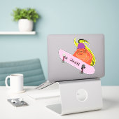 Naughty Squirrel #311 Brett Skateboarding Sticker (Laptop op bureau)