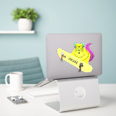 Naughty Squirrel #312 Brett Skateboarding Sticker (Laptop op bureau)