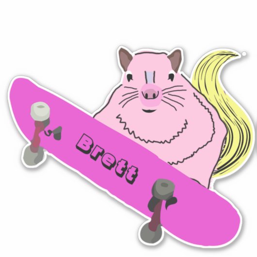 Naughty Squirrel #317 Brett Skateboarding Sticker (Voorkant)