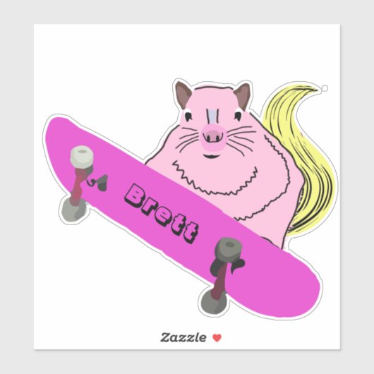 Naughty Squirrel #317 Brett Skateboarding Sticker (Vel)