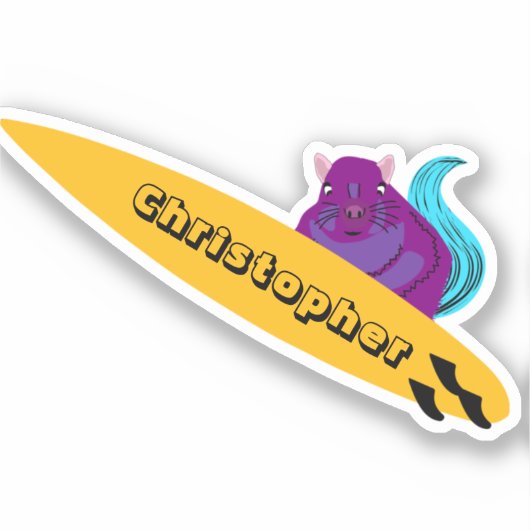 Naughty Squirrel #358 Surfing Sticker (Voorkant)