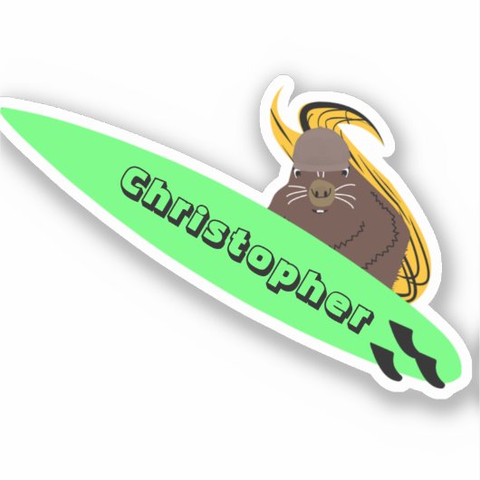 Naughty Squirrel #364 Surfing Sticker (Voorkant)