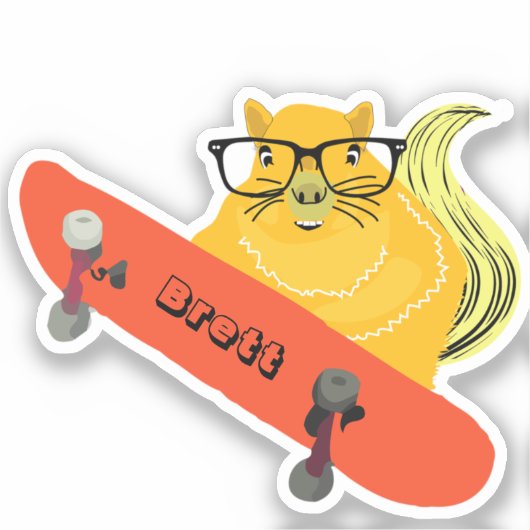 Naughty Squirrel #382 Brett Skateboarding Sticker (Voorkant)