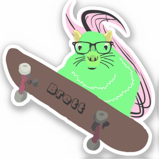 Naughty Squirrel #384 Brett Skateboarding Sticker (Voorkant)