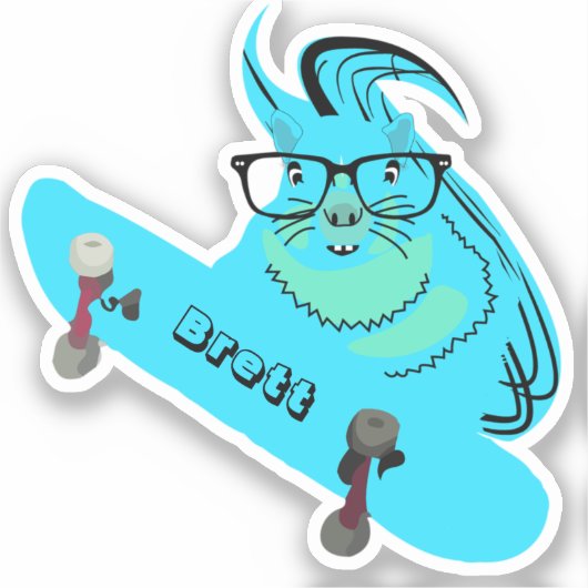 Naughty Squirrel #389 Brett Skateboarding Sticker (Voorkant)