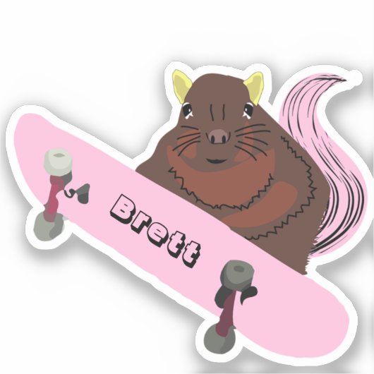Naughty Squirrel #412 Brett Skateboarding Sticker (Voorkant)