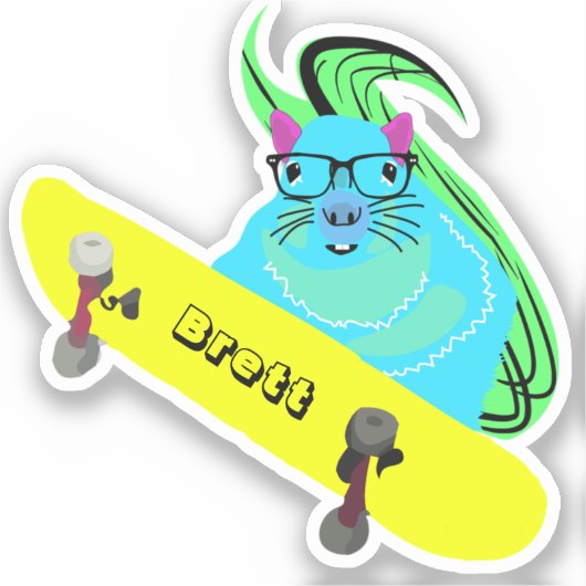 Naughty Squirrel #424 Brett Skateboarding Sticker (Voorkant)