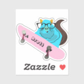 Naughty Squirrel #443 Brett Skateboarding Sticker (Vel)