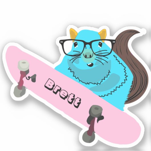 Naughty Squirrel #443 Brett Skateboarding Sticker (Voorkant)