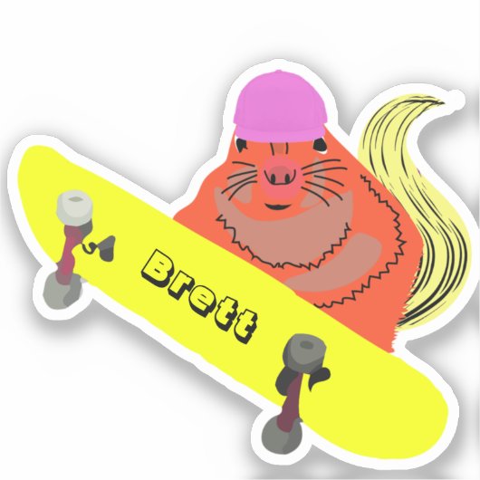 Naughty Squirrel #446 Brett Skateboarding Sticker (Voorkant)