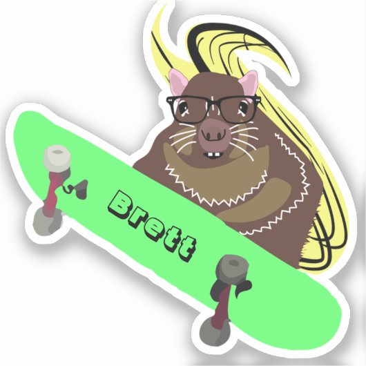Naughty Squirrel #447 Brett Skateboarding Sticker (Voorkant)