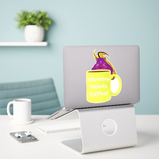 Naughty Squirrel #449 Koffiebeker Sticker (Laptop op bureau)
