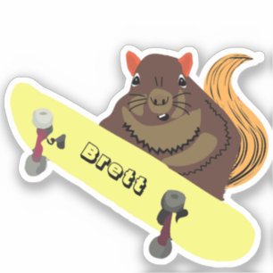 Naughty Squirrel #458 Brett Skateboarden Sticker