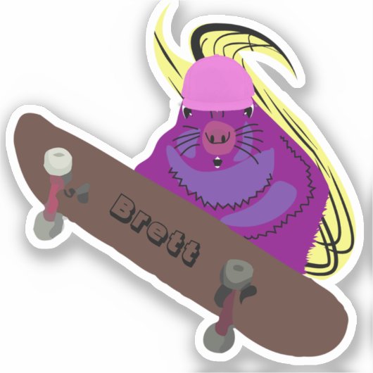 Naughty Squirrel #478 Brett Skateboarding Sticker (Voorkant)