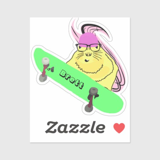 Naughty Squirrel #491 Brett Skateboarding Sticker (Vel)