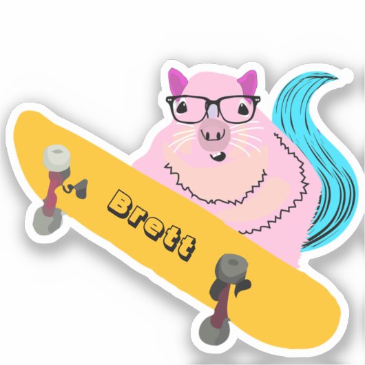 Naughty Squirrel #518 Brett Skateboarding Sticker (Voorkant)