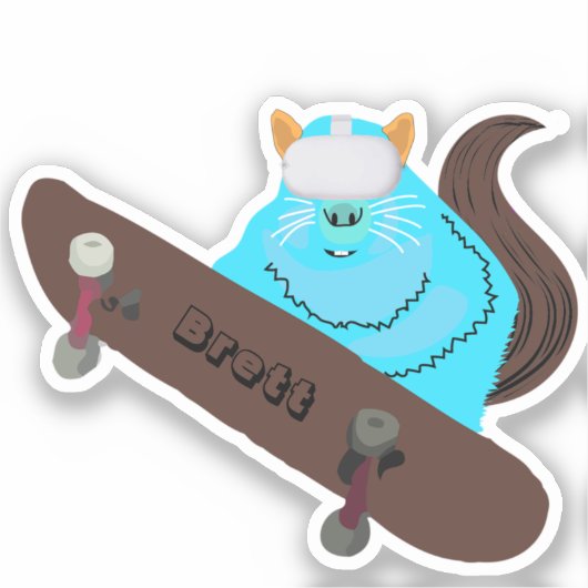 Naughty Squirrel #571 Brett Skateboarding Sticker (Voorkant)