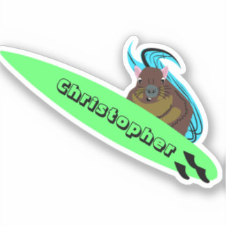 Naughty Squirrel #593 Surfing Sticker