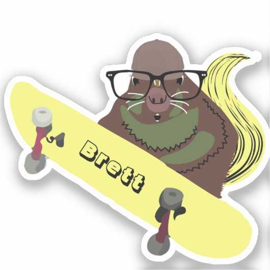 Naughty Squirrel #601 Brett Skateboarding Sticker (Voorkant)
