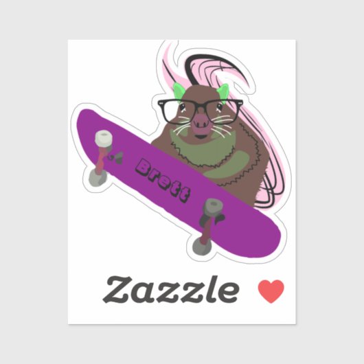 Naughty Squirrel #602 Brett Skateboarding Sticker (Vel)