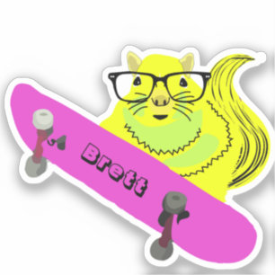 Naughty Squirrel #619 Brett Skateboarden Sticker