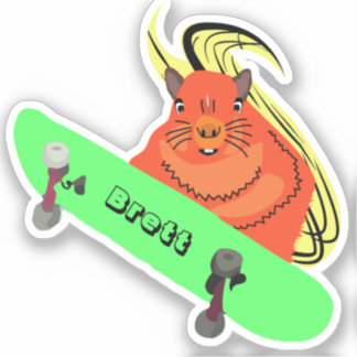 Naughty Squirrel #642 Brett Skateboarden Sticker