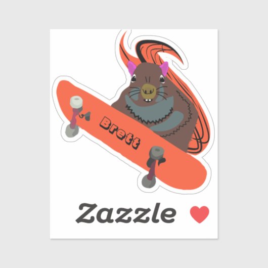 Naughty Squirrel #645 Brett Skateboarden Sticker (Vel)