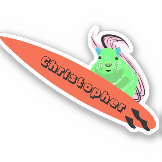 Naughty Squirrel #652 Surfing Sticker (Voorkant)