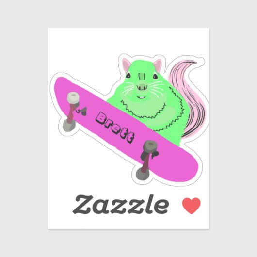 Naughty Squirrel #674 Brett Skateboarden Sticker (Vel)