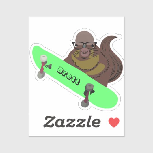 Naughty Squirrel #686 Brett Skateboarden Sticker (Vel)