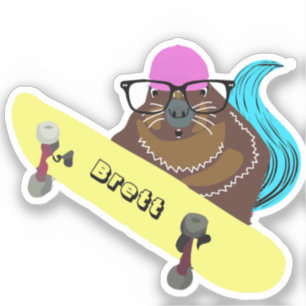 Naughty Squirrel #687 Brett Skateboarden Sticker