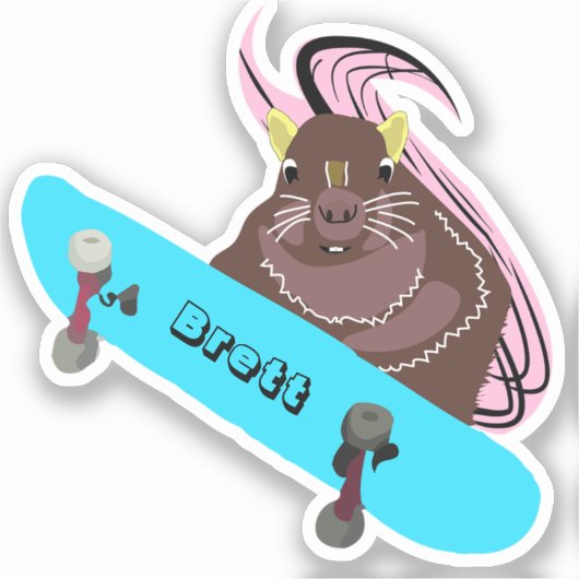 Naughty Squirrel #688 Brett Skateboarding Sticker (Voorkant)